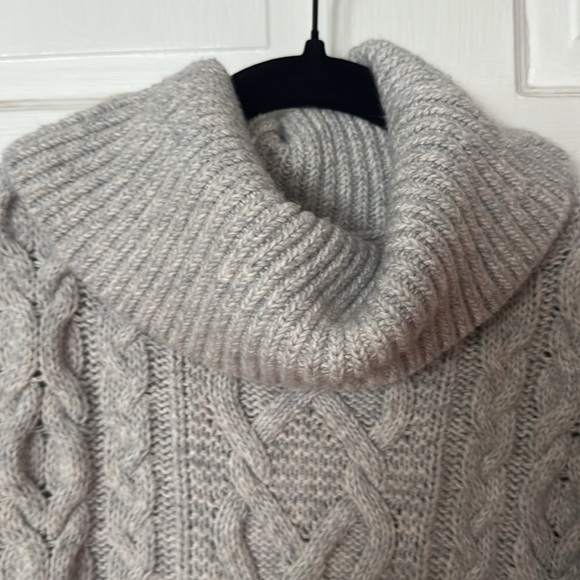 Loft Women's Small Gray Long Sleeve Cable Knit Turtleneck Pullover Sweater - Picture 3 of 9